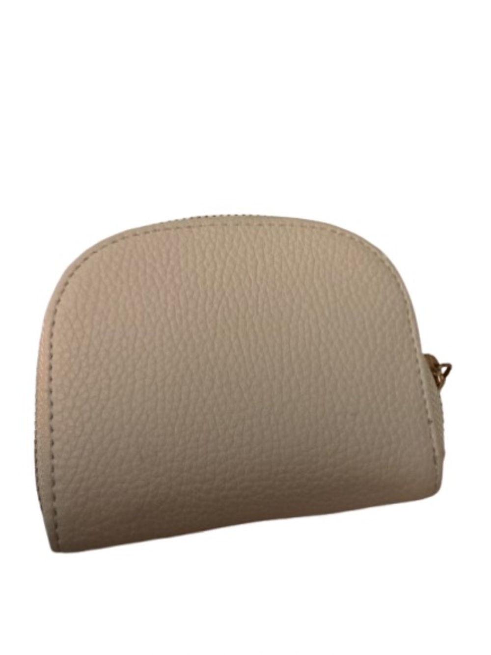 Love & Lore Pebbled Leather Wallet – Compact Beige Coin Purse with Mirror - Picture 2 of 4